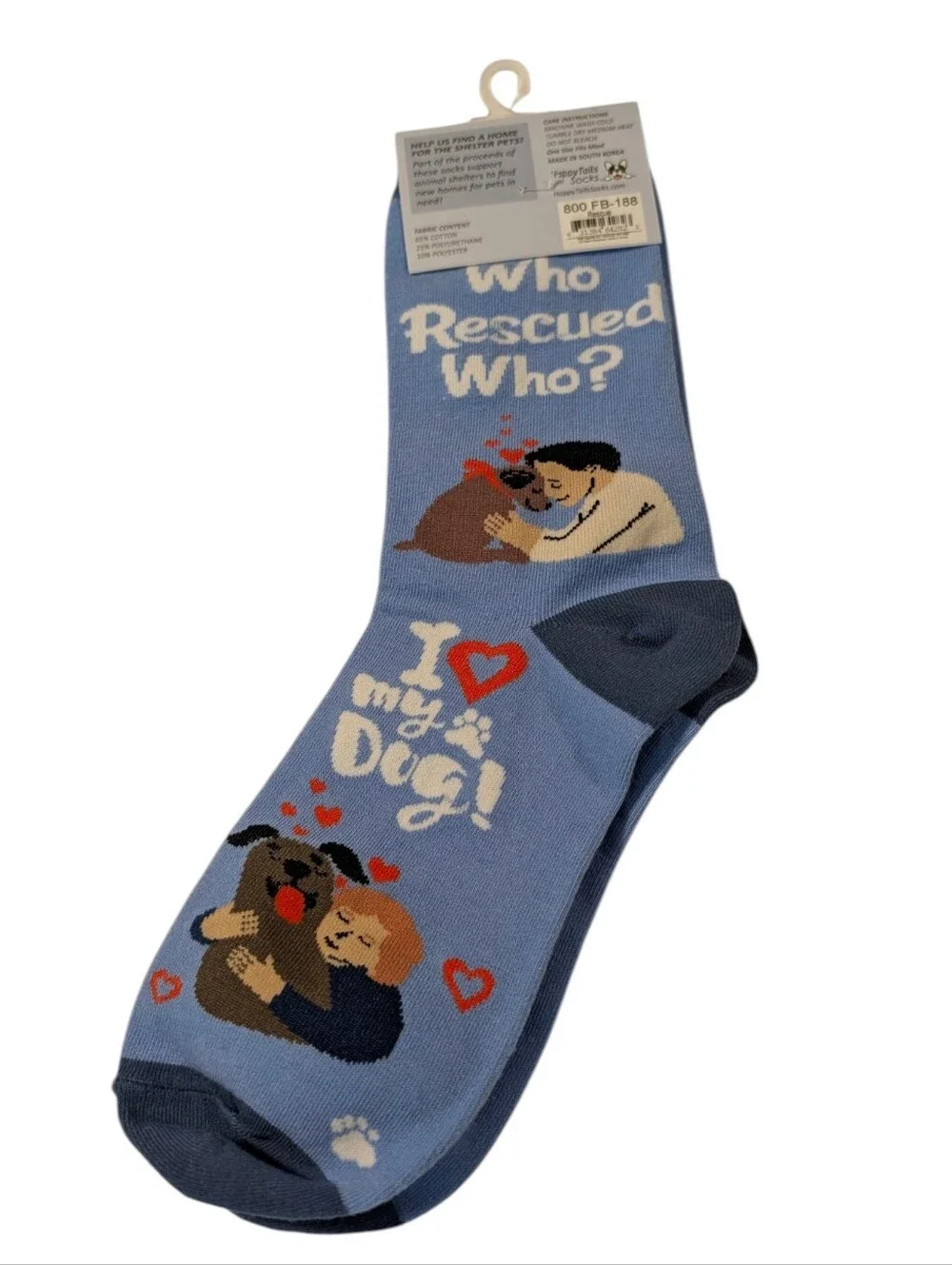 Happy Tails Who Rescued Who? I Love My Dog! Dog Rescue Crew Socks One Size Most